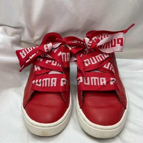 Puma Leather Basketball Court Shoes Size 7 (37.5) Red & White with Puma Laces. - Picture 9 of 12